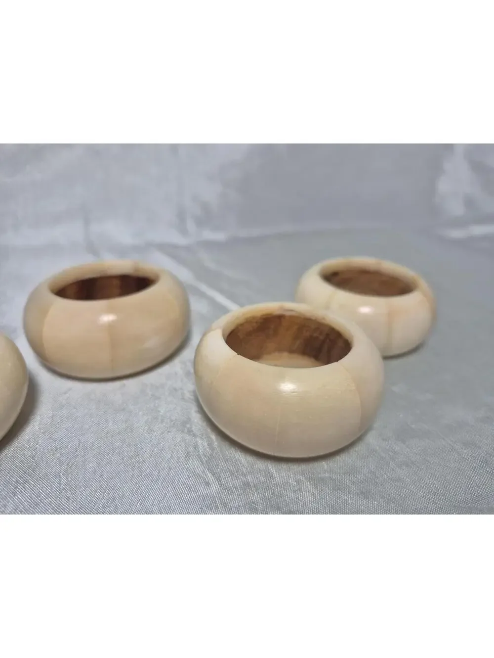 Vintage Aukey Napkin Rings Set of 4 Round Carved Soapstone 1 3/8